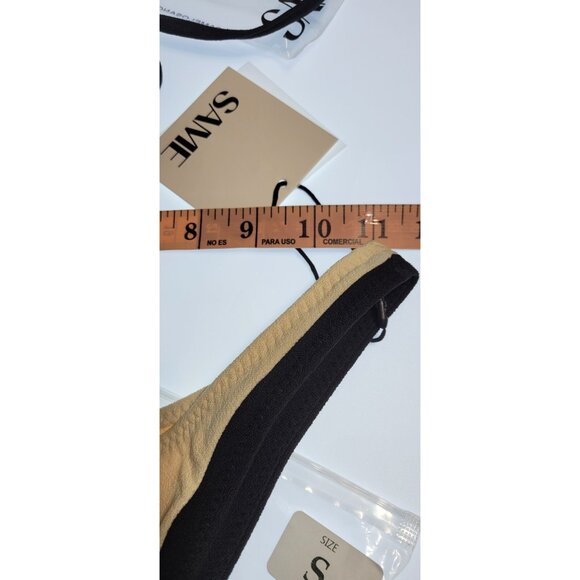 SAME Los Angeles Swim Bikini Set 2Pc Triangke Top High Weist Bottom Beige SZ S - Picture 7 of 10